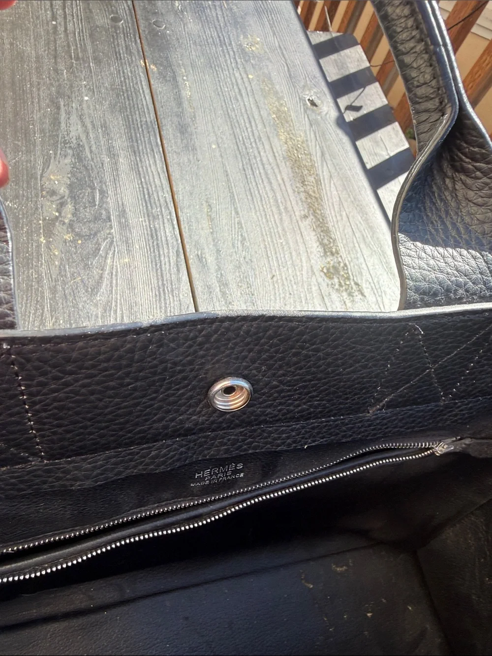 Hermes Black Pebbled Leather Tote Briefcase - vintage early 2000s.